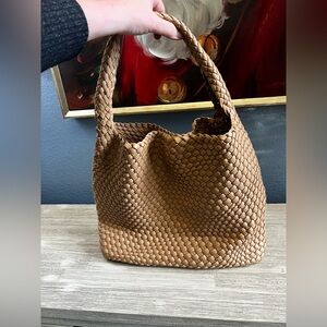 Elegant Brown Woven Tote Bag